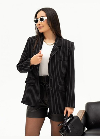 Черный женский пиджаки ISSA PLUS полосатый - демисезонный