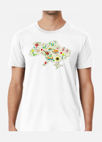 Біла чоловіча патріотична футболка з принтом мапа україни символіка Stedman