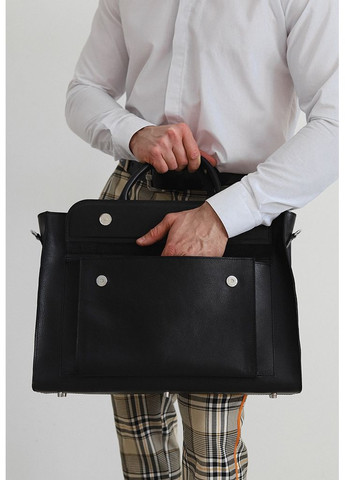 Шкіряна сумка для ноутбука та документів Універсальна чорна BlankNote (348359229)