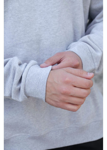 Серый мужской утепленный оверсайз свитшот на флисе с принтом mistake Without однотонный без декора (361267581)