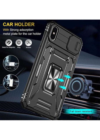 Ударостійкий чохол Camshield Army Ring для Apple iPhone X / XS (5.8") Чорний Epik (372499497)
