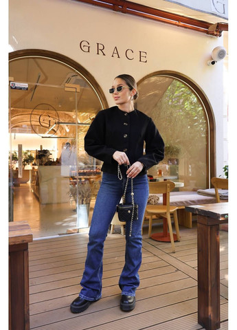 Черный женский женский пиджак из кашемира No Brand однотонный - всесезон