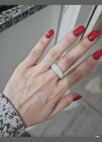 Каблучка з розсипом камінчиків "Міріам", нержавіюча сталь,титанове покриття No Brand (327874985)