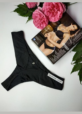 Изумительные женские черные трусики-стринги 6034 лейлив Leilieve (324833007)