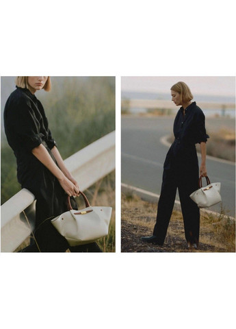 Сумка жіноча з екошкіри бежева з коричневими ручками No Brand (364134797)