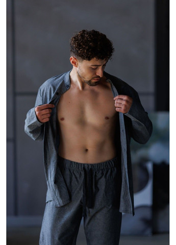 Сорочка чоловіча для дому варена бавовна TOKYO графіт (БЕЗ ШТАНІВ) Handy Wear (317206509)