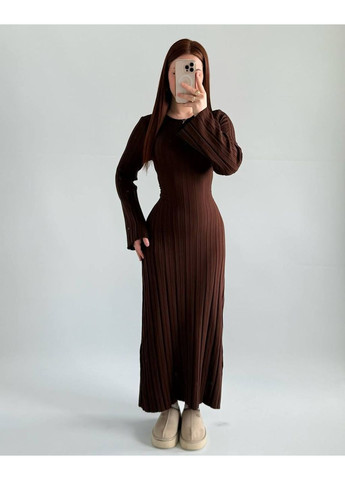 Коричневое повседневный, вечернее, деловое, кэжуал женское платье клеш No Brand однотонное