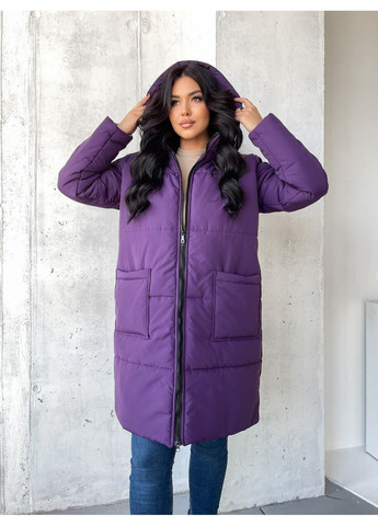 Фіолетова зимня зимове пальто з водовідштовхувальної плащівки еммі — заміри в описі куртка-пальто DK/DL Мода без кордонів
