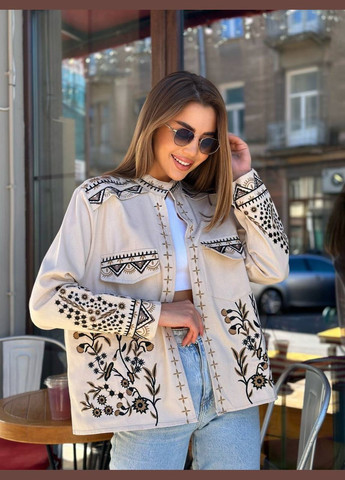 Жіноча вишиванка-жакет Щедра молочна ESQ 4532 (305395999)