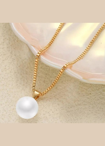 Комплект колье с кулоном и сережки бусины (имитация жемчуга) No Brand (341140532)