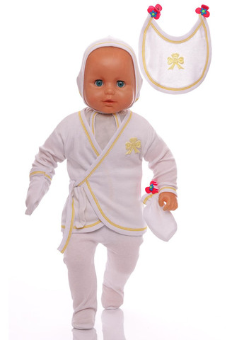 Білий трикотажний комплект в коробці з чепчиком бант білий 56 см (37650) BABYKROHA