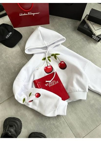 Женский худой оверсайз с вишенками, белый, на флисе (арт. 733) No Brand (355467580)