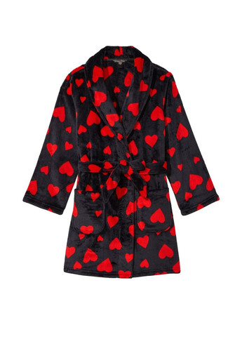 Халат Short Cozy Robe Black Lipstick Hearts Victoria's Secret (332796295)