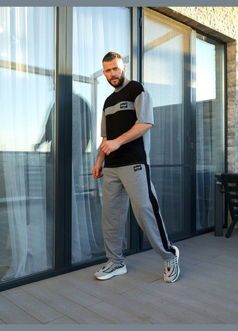 Сірий костюм двунитка штани та футболка No Brand