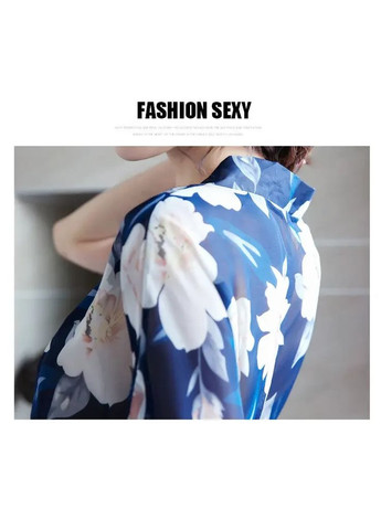 Шикарный халат. Короткий женский халат с абстрактным принтом. Летний халат с трусиками и поясом. China (360865981)