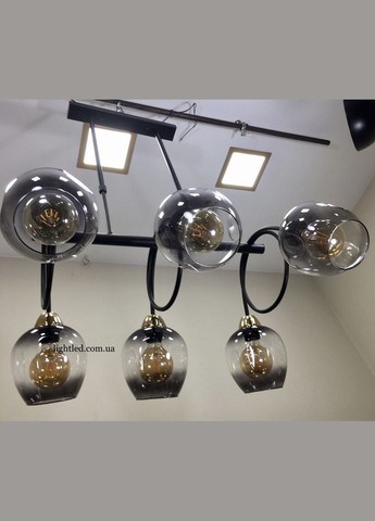 Чорна люстра планка на 6 ламп Molecule (52-L7915-6 BK+BK) No Brand (370069861)