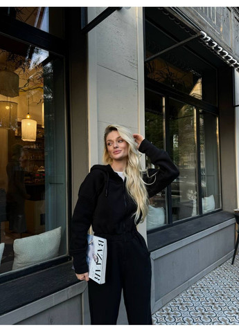 Женский стильный и практичный комбинезон. Україна комбинезон-брюки однотонный чёрный кэжуал трехнитка с начесом