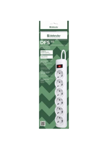 Мережевий фільтр DFS 155 6 розеток 5м 10А 3x1.0мм2 White (994930) Defender (323088005)