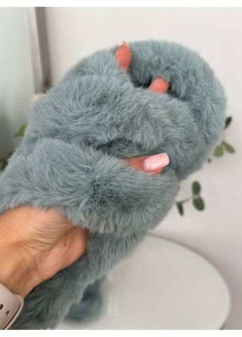 Жіночі тапочки хутряні м’ятні / Жіночі пухнасті тапки м’ятного кольору / Жіночі теплі домашні тапочки м’ятні No Brand (367102124)