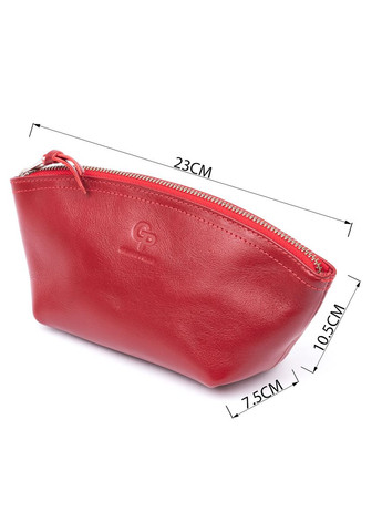 Жіноча косметичка з натуральної шкіри із дзеркалом на блискавці червона (sku_11303) No Brand (330012858)