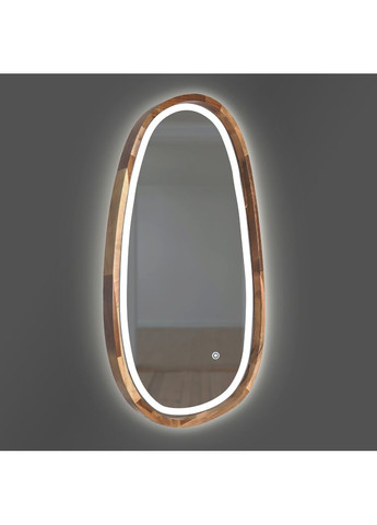 Дзеркало асиметричне дерев'яне з LED-підсвіткою Natural Walnut Горіх 55x85 см Luxury Wood Dali (369547024)