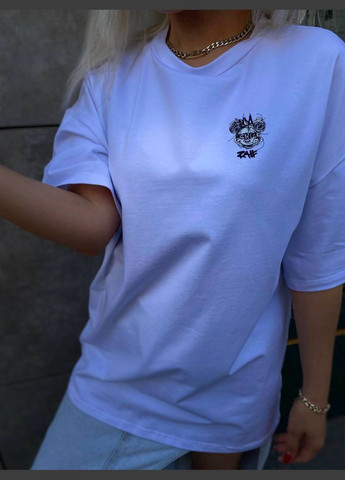 Женская удлиненная футболка в стиле оверсайз с принтом. MonCher - (341679851)