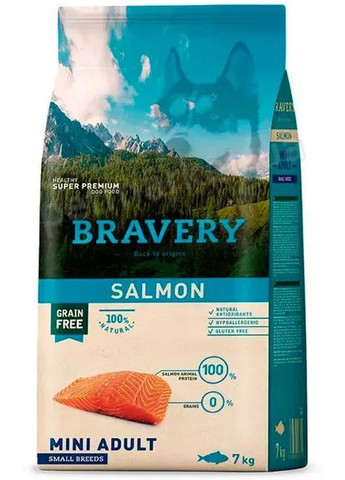 Salmon Mini сухий корм для собак дрібних порід з лососем Bravery (372159274)