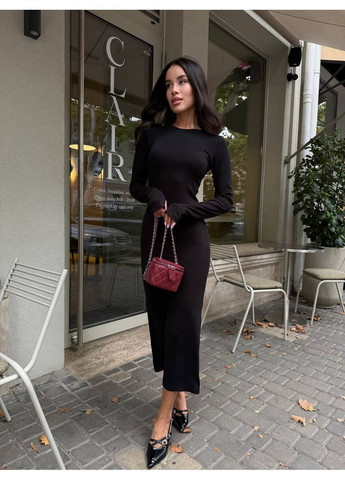 Черное повседневный, кэжуал женское платье No Brand однотонное