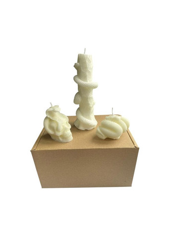 Подарунковий набір з 3 свічок у вигляді черепа та змій, колір білий (TA0169) No Brand (368293908)