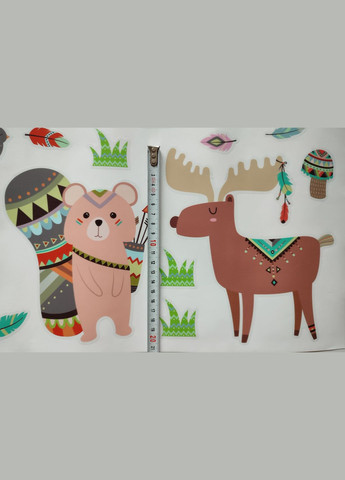 Наклейка в дитячий садочок для дітей Звірі індіанці (лист 60 х 90 см) Б216 No Brand (302242960)