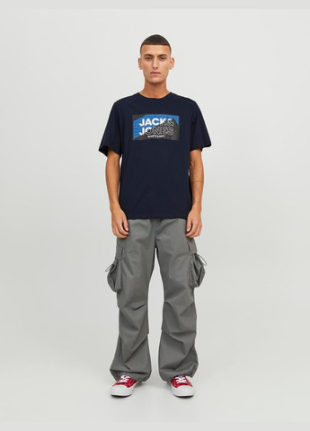 Темно-синяя футболка basic,темно-синий с принтом,jack&jones Jack & Jones
