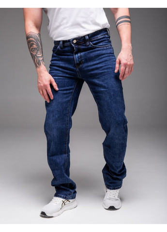 Темно-синие демисезонные прямые классические мужские джинсы Vakko