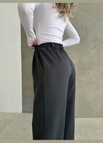 Стильные прямые брюки "палаццо" из качественной костюмки свободного кроя,чорные широкие брюки на шнуровке и высокой посадке No Brand 236-2 (282742484)