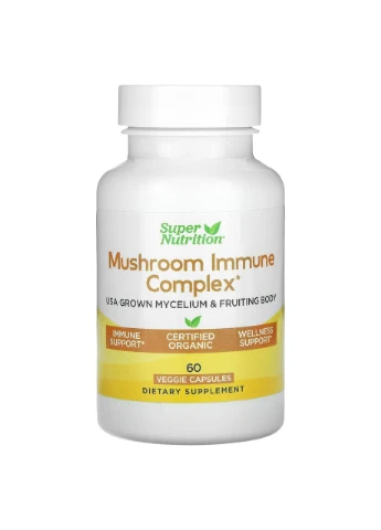 Комплекс із грибами для підтримки імунітету 60 рослинних капсул Mushroom Immune Complex мікроелементи вітаміни Super Nutrition (373620098)