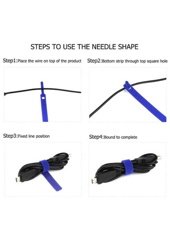 Органайзер кабелю Beus Pro стяжка липучка хомут для проводів 100 штук багаторазові Різнокольоровий No Brand (330779124)