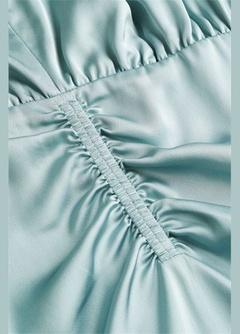 Бірюзова сукня з драпірованого атласу -l H&M однотонна