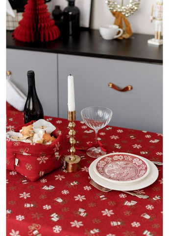 Скатертина 136х136 см Дзвіночки на червоному Прованс (366969896)