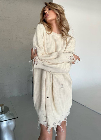 В'язана туніка оверсайз з рваними елементами Україна (303402825)