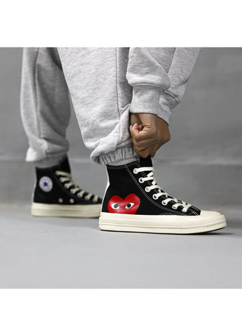 Белые демисезонные кеды converse chuck taylor all star 70 hi comme des garcons play black a08791c No Brand