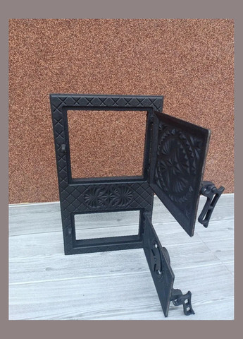 Дверцы спаренные топочные/поддувательные чугунные "Виктория" 505х290 мм и регулировкой поддува. Дверцы для печи и барбекю. Булат (317592330)