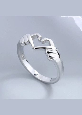 Кольцо в виде двух рук, складывающих сердце, серебристое, регулируемый размер Fashion Jewelry (315883289)