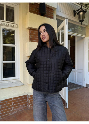 Чорна демісезонна стьобана куртка бомбер куртка-лайнер Україна