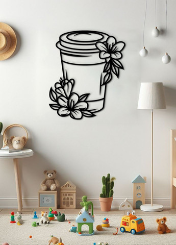 Современная картина на кухню, декоративное панно из дерева "Кофе с собой", стиль минимализм 15х18 см Woodyard (291882797)