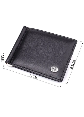 Мужской кошелек с металлическим зажимом из натуральной кожи 23092 Черный st leather (341253365)