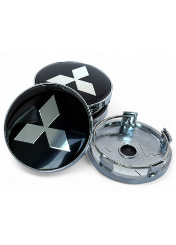 1 штука Колпачок в диски Мицубиси заглушка для дисков 60/56 мм Черные с хром логотипом No Brand (364958772)