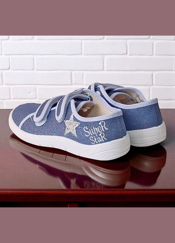 Синие ортопедические текстильные кеды на липучках для девочки валди Waldi