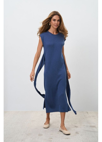 Синее повседневный женское платье удлиненное прямого силуэта (2869) Triko Bakh