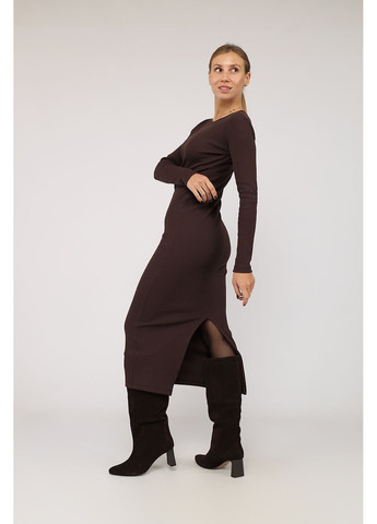 Темно-коричневое платье-футляр женское цвет темно-коричневый cb-00284463 Yuki