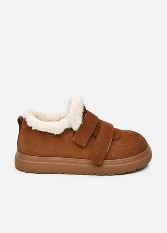 Рыжие женские зимние замшевые кеды рыжего цвета на двух липучках (отшив 3 дня) Paradize