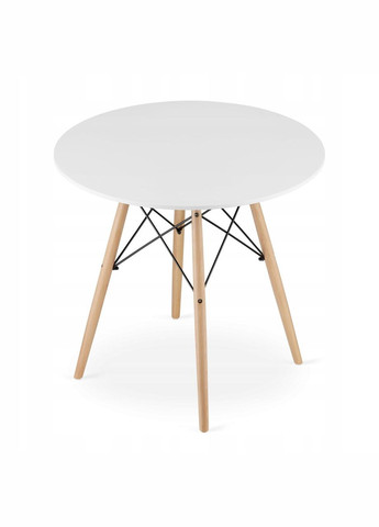 Обідній комплект круглий стіл 80 білий + 4 стільця LAGO black екошкіра Jumi (346529201)